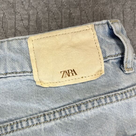 Zara Extra Baggy Wide Leg Y2K Women pants (4) faded distressed Denim Blue Jeans - Picture 2 of 13